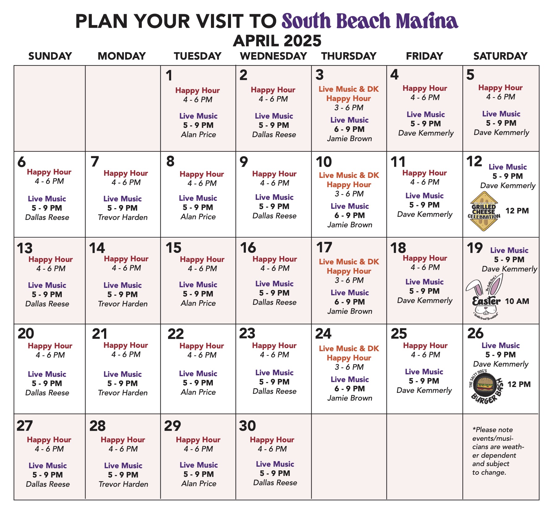 calendar of events