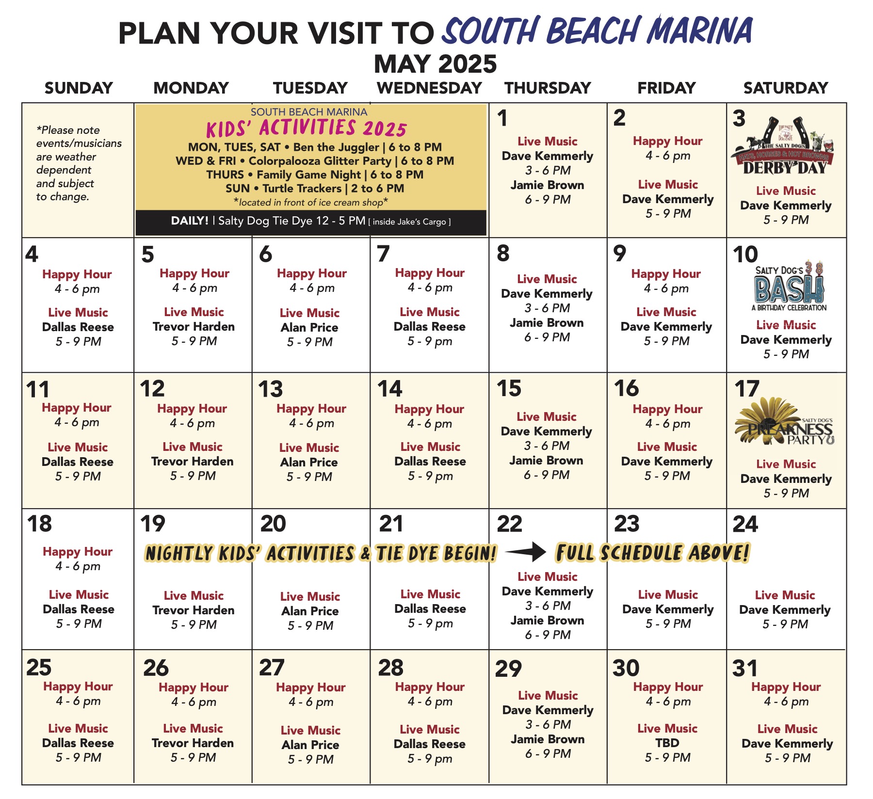 calendar of events